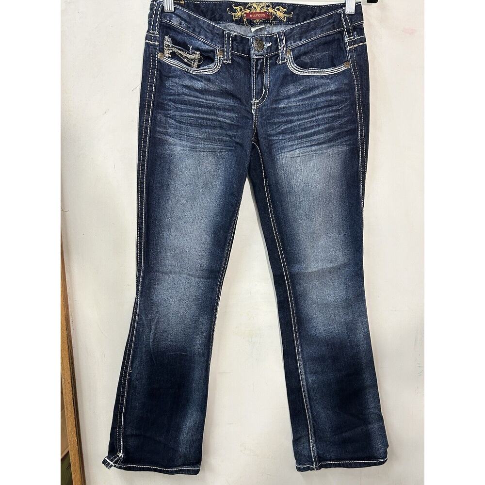 Maurices Jeans Straight‎ Leg Mid Rise Stretch Women's Size 5/6 Thick Stitch